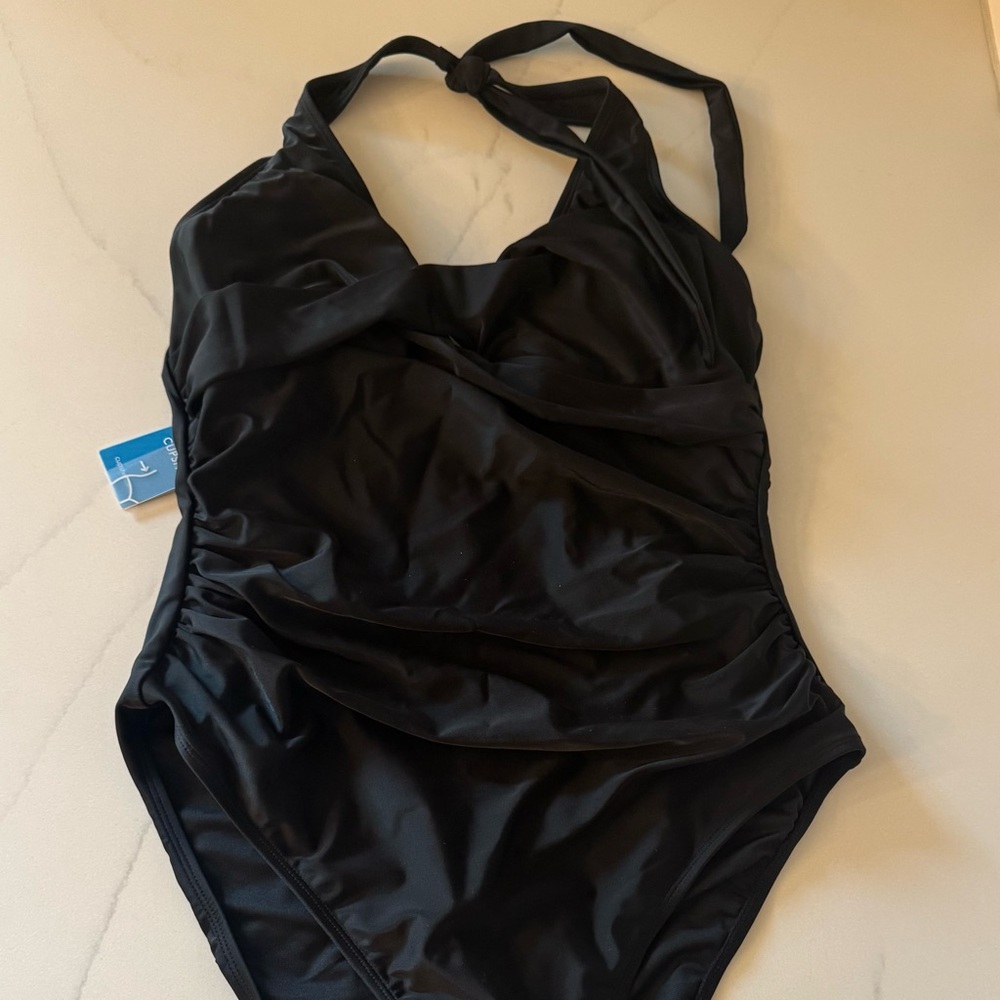 Black Halter One Piece Swimsuit